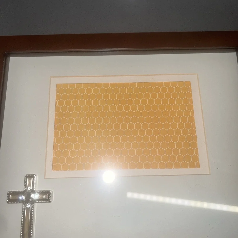 Wooden Frame W/silver Metal Cross Christian